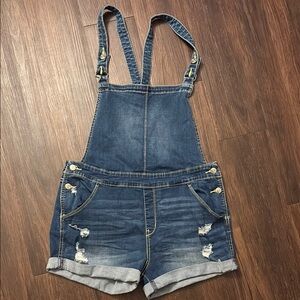 Denim Distressed Overalls